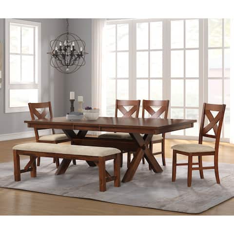 Roundhill Furniture Raven Wood 6-Piece Dining Set, Dining Table with 4 ...