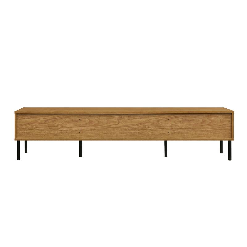 70.86" Rattan TV Stand with Pull Down Cabinets for 85" TVs