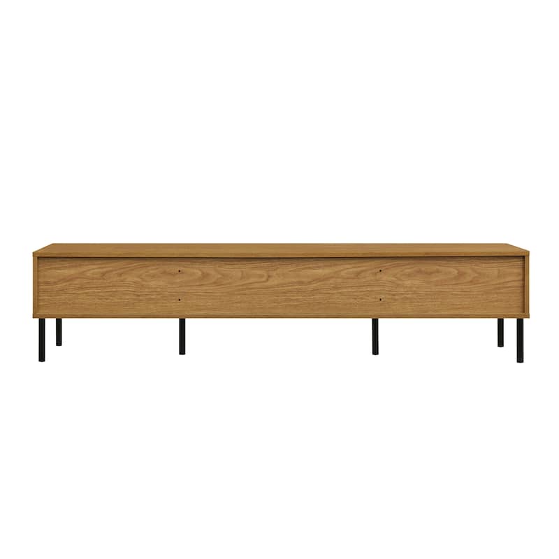 Boho TV Stand for TVs up to 80", Farmhouse Media Console, Entertainment Center with Metal Legs, TV Cabinet