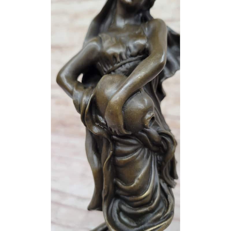 Aquarius Watercarrier Girl In Flowing Dress Carrying Jug Of Water - Bronze Sculpture By Milo