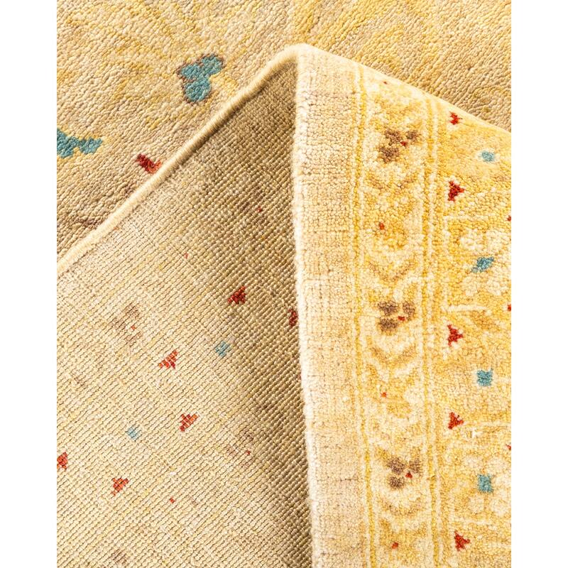Overton Hand Knotted Wool Vintage Inspired Modern Contemporary Eclectic Ivory Area Rug - 8 x 10