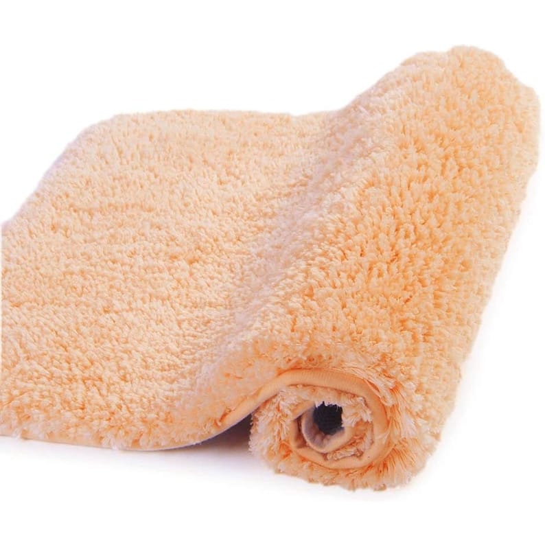 Bathroom Rug Non Slip Bath Mat for Bathroom, Water Absorbent Soft Microfiber Shaggy Bathroom Mat Machine Washable Bath Rug - Peach