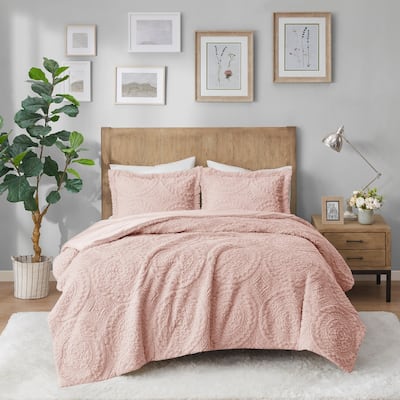 Madison Park Nova Embroidered Medallion Faux Fur Plush Comforter Set