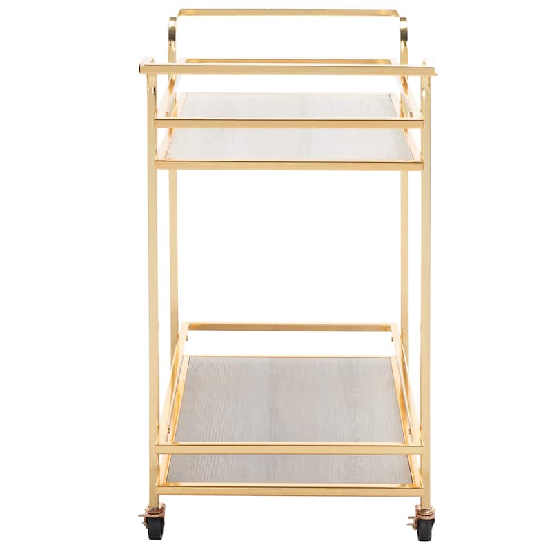 SAFAVIEH Home Collection Lameris 2 Tier Bar Cart With Handles - 30" L x 18" W x 33" H
