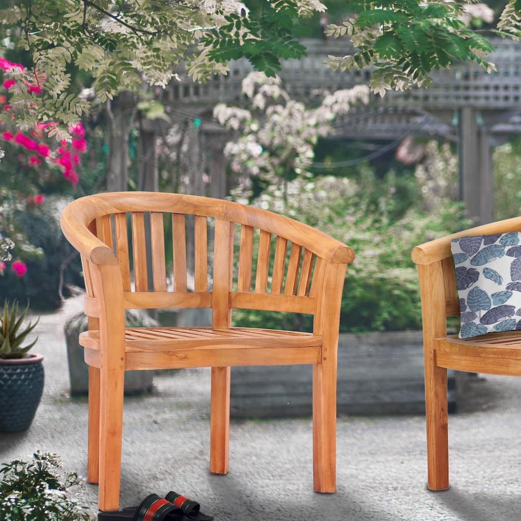 Chic Teak Peanut Teak Wood Indoor/ Outdoor Dining Arm Chair