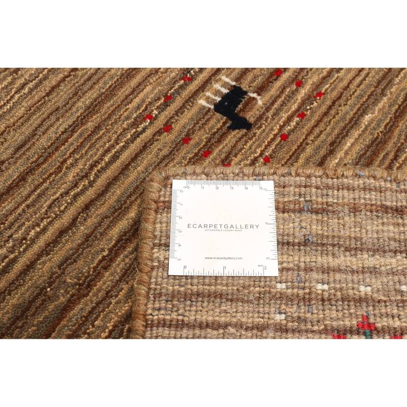 ECARPETGALLERY Hand Loomed Kashkuli Gabbeh Brown Wool Rug - 3'1 x 4'9