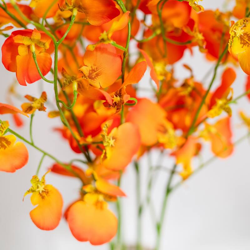 Orange-yellow Silk Decorative Artificial Dancing Lady Orchid(Pack of 1 Branch)