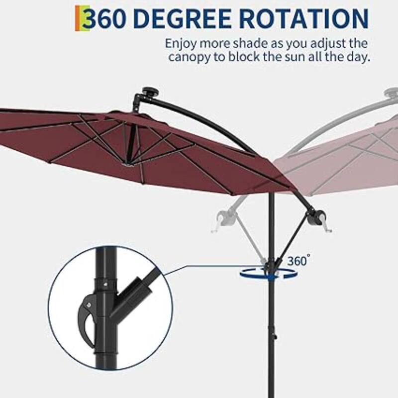 10FT Offset Fade Resistant Umbrella with Cross Base