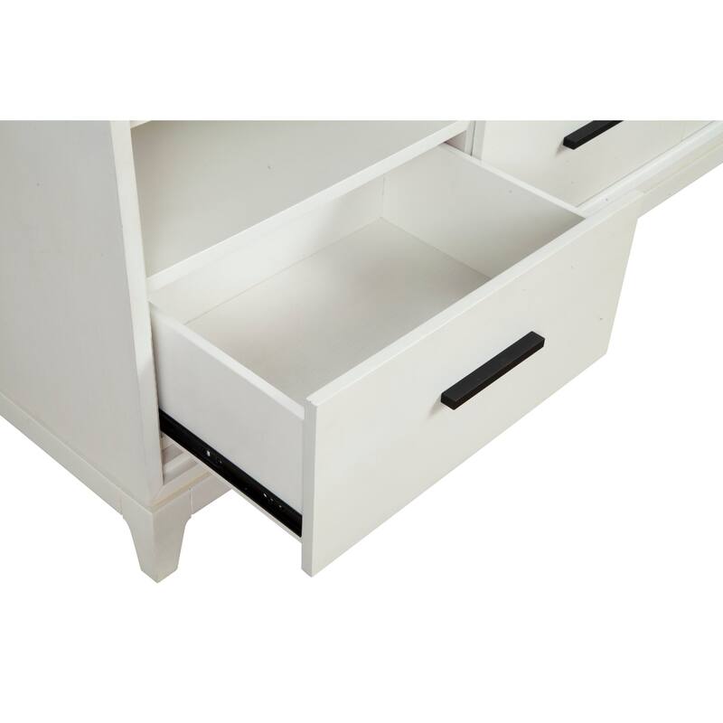 TV Console with 3 Drawers and 3 Compartments, Off White