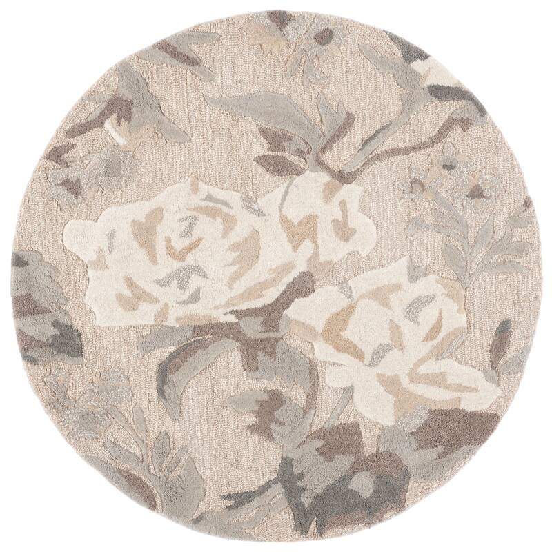 Martha Stewart by SAFAVIEH Rose Chintz Wool Rug - 8' Round - Bedford Grey