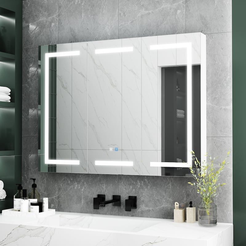 Lighted Medicine Cabinet with Mirror 35.4/47.2 Inch Bathroom Cabinet