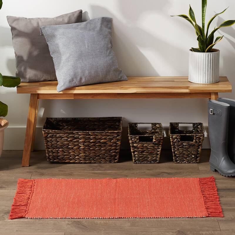 DII Gray and Off White 2-Tone Ribbed Rug 2x3 Ft - 24.0 In. L X 36.0 In. W X 0.2 In. H