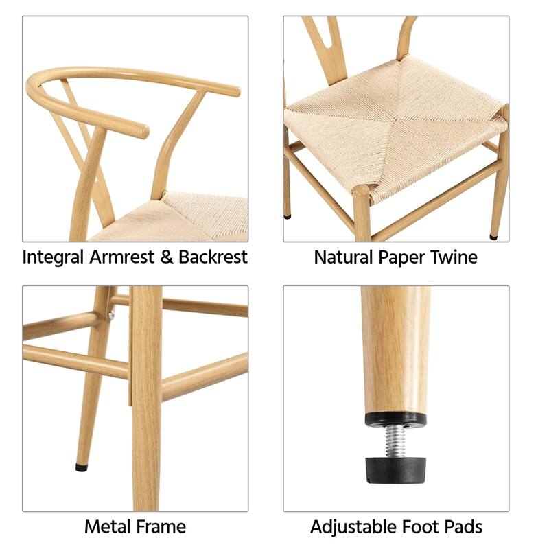 Yaheetech Modern Weave Y-Shaped Dining Chair with Solid Metal Frame