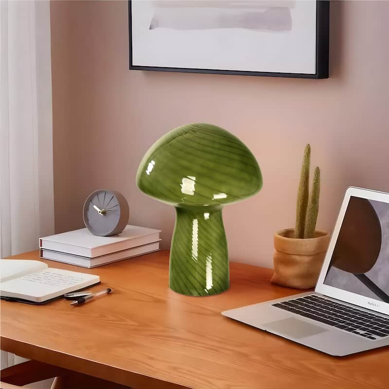 Modern Glass Mushroom Novelty Table Lamp with Stripes
