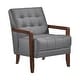 preview thumbnail 66 of 71, Leland Leather Match Accent Chair Dark Gray