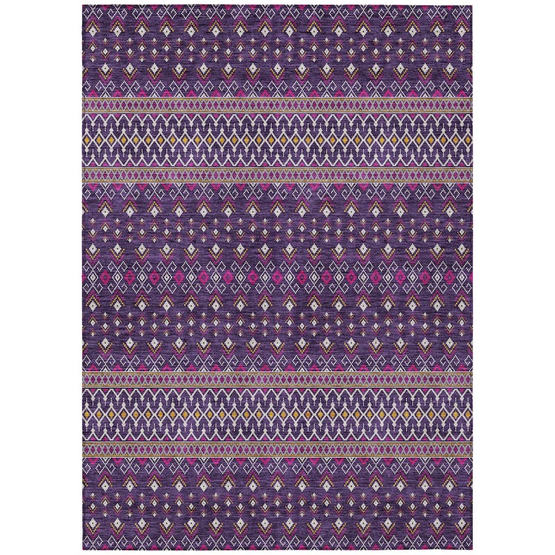 Machine Washable Indoor/ Outdoor Chantille Boho Morrocan Rug