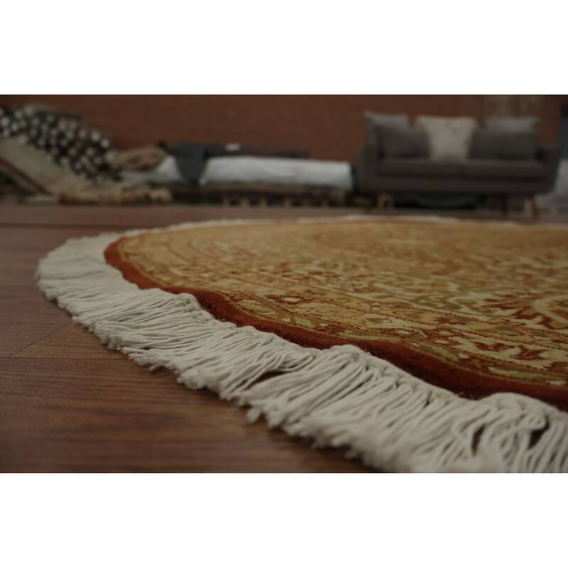 Hand Knotted Oriental 100% Wool Carpet Traditional Floral Oranges & Rust Ziegler Area Rug - 6' 0'' X 6' 1''