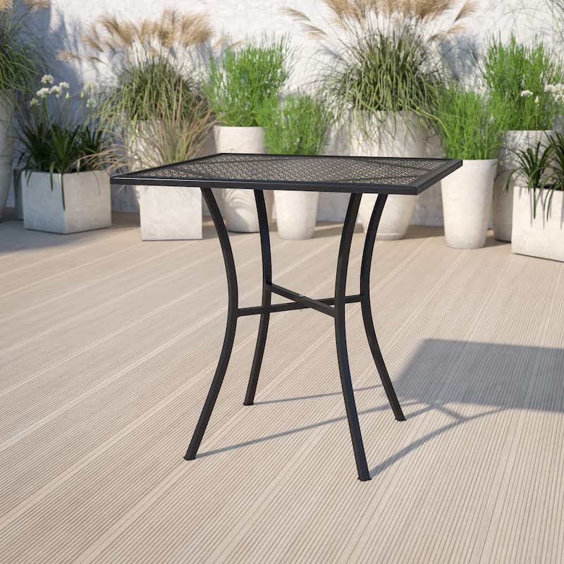Square Patio Table | Outdoor Steel Square Patio Table - 28"W x 28"D x 28.25"H