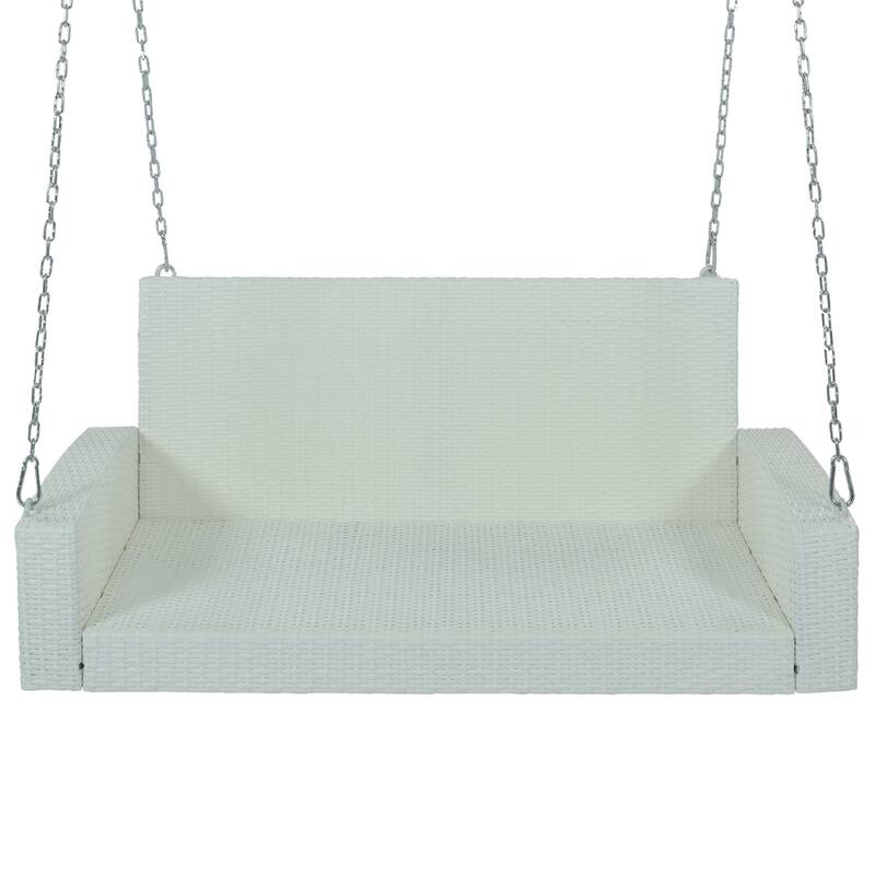 Wicker Porch Swing for 2 with Includes Cushion and Pillows, 500lb Capacity Rust-Proof Chains