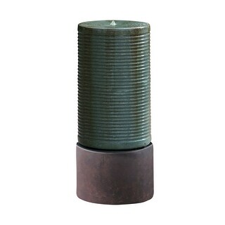 A&B Home Ribbed Tower Fountain with Rustic Base - Green