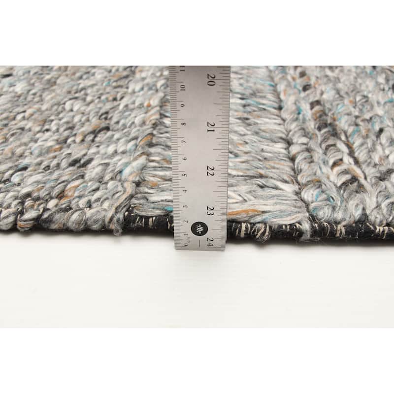 ECARPETGALLERY Braid weave Sienna Dark Grey Wool Rug - 5'1 x 8'1