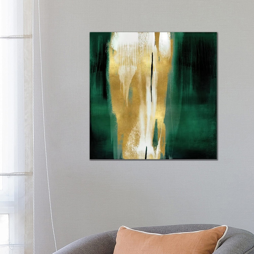 iCanvas "Free Fall Emerald with Gold I" by Christine Wright Canvas Print