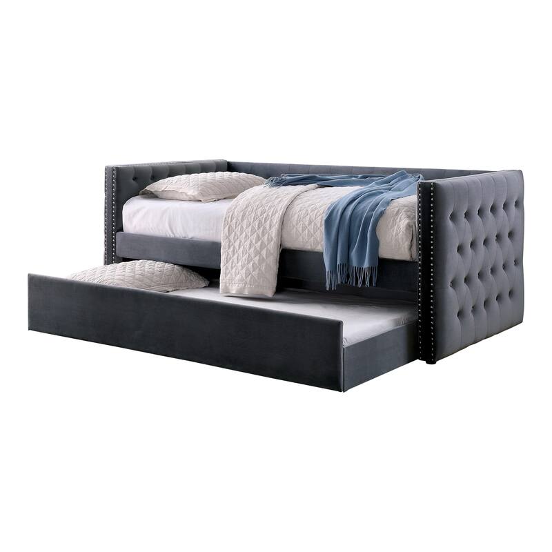 Gracewood Hollow Mokatsi Glam Tufted 2-Piece Daybed with Trundle Set