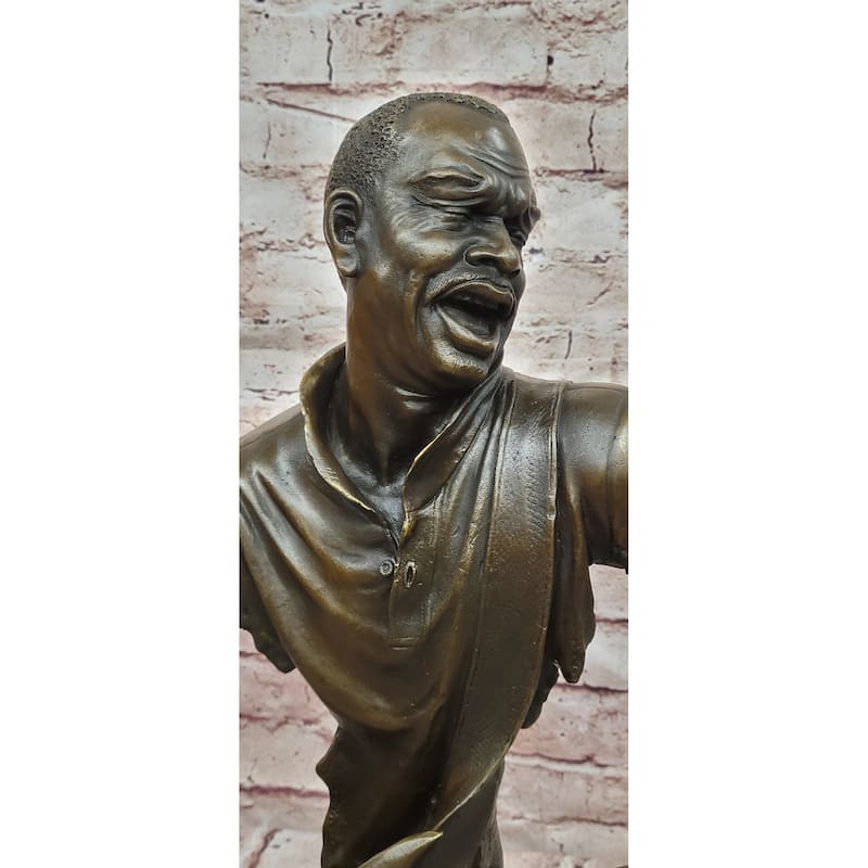 Black Guitarist Musician Bronze Bust Statue Sculpture Figure Original Art 17 Inches X 12 Inches