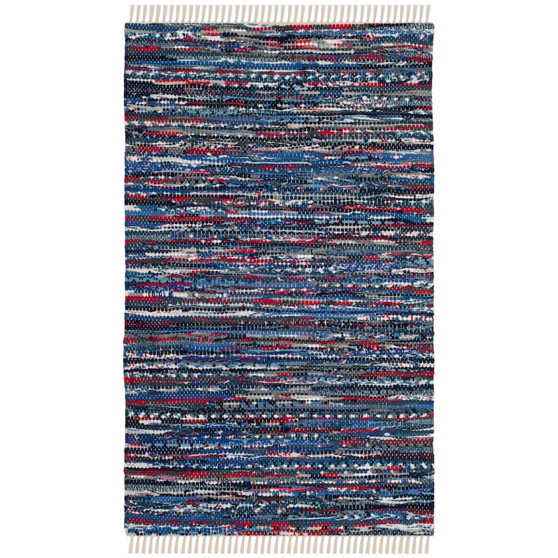 SAFAVIEH Handmade Rag Rug Irmeli Casual Stripe Cotton Rug - 2' x 3' - Blue/Multi