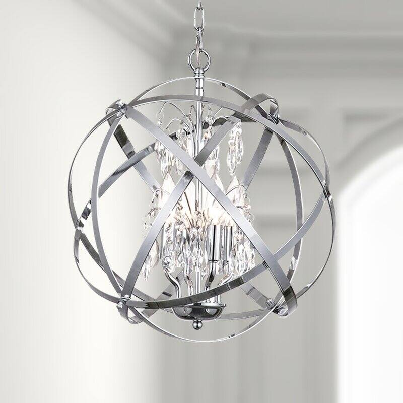 Maxax 4-Light Unique/Statement Globe Chandelier with Crystal