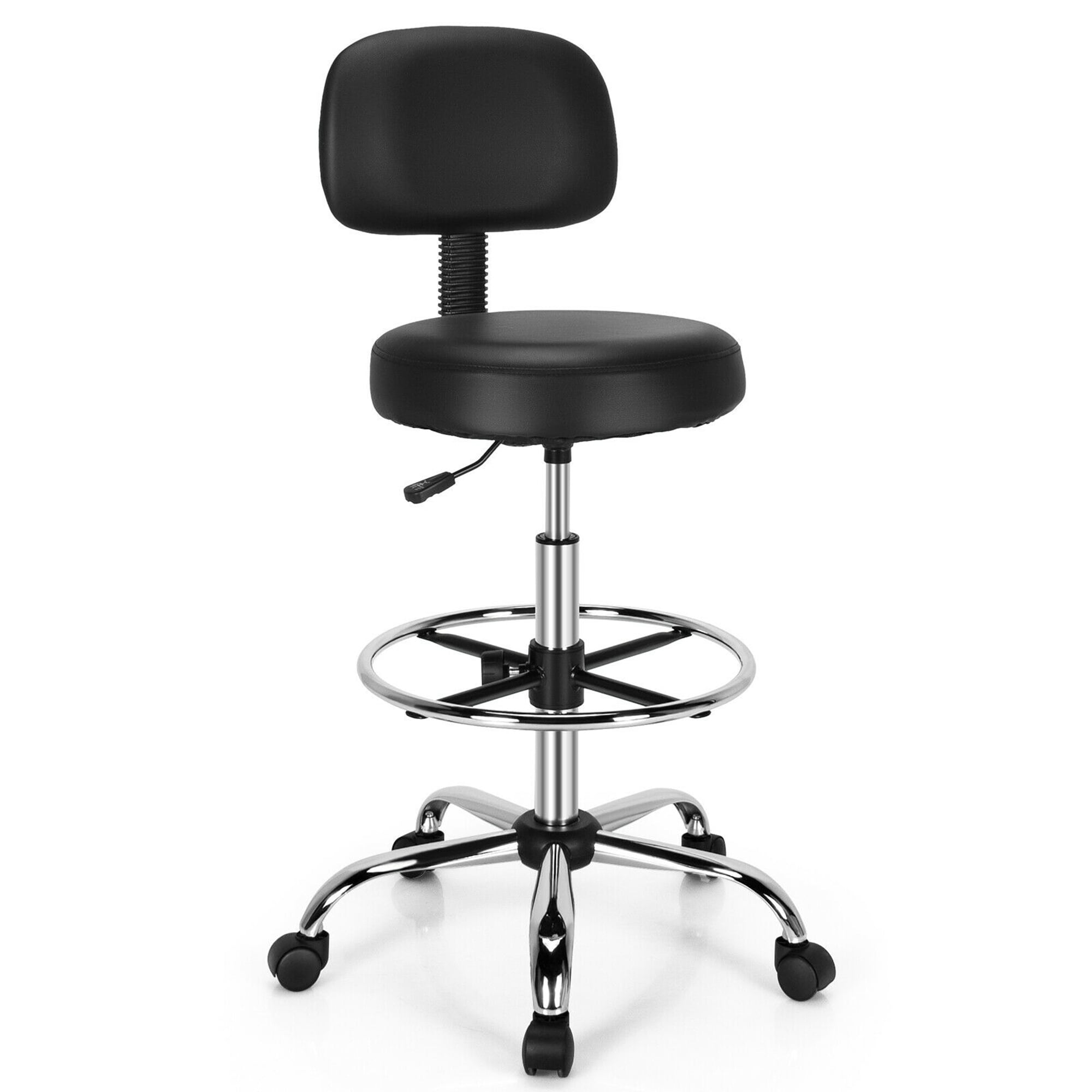 Drafting Chair with Back, Adjustable Foot Rest Rolling Stool, Multi-Purpose  Office Desk Chair, Thick Seat Cushion for Home Bar Kitchen Shop - China  Rolling Salon Stool, Adjustable Salon Stool