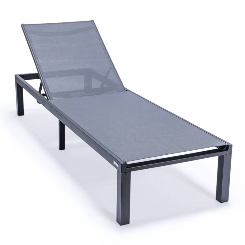 Marlin Outdoor Chaise Lounge Chair - Stackable Adjustable Recliner Sun Lounger for Pool, Beach, Patio, or Backyard - Dark Grey