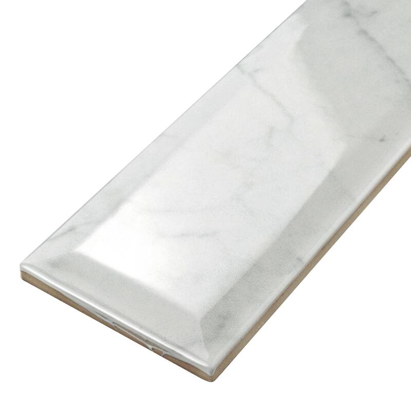Merola Tile Classico Carrara Glossy Metro 3" x 12" Ceramic Wall Tile