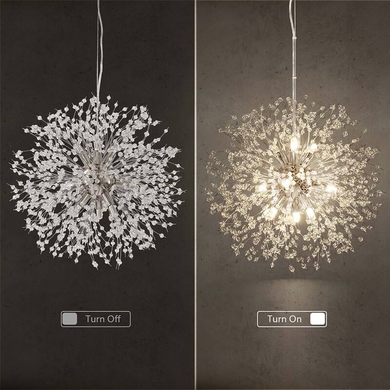 8/9/12/16-Light Modern Linear Sputnik Globe Pendant Starburst Firework Crystal Chandelier