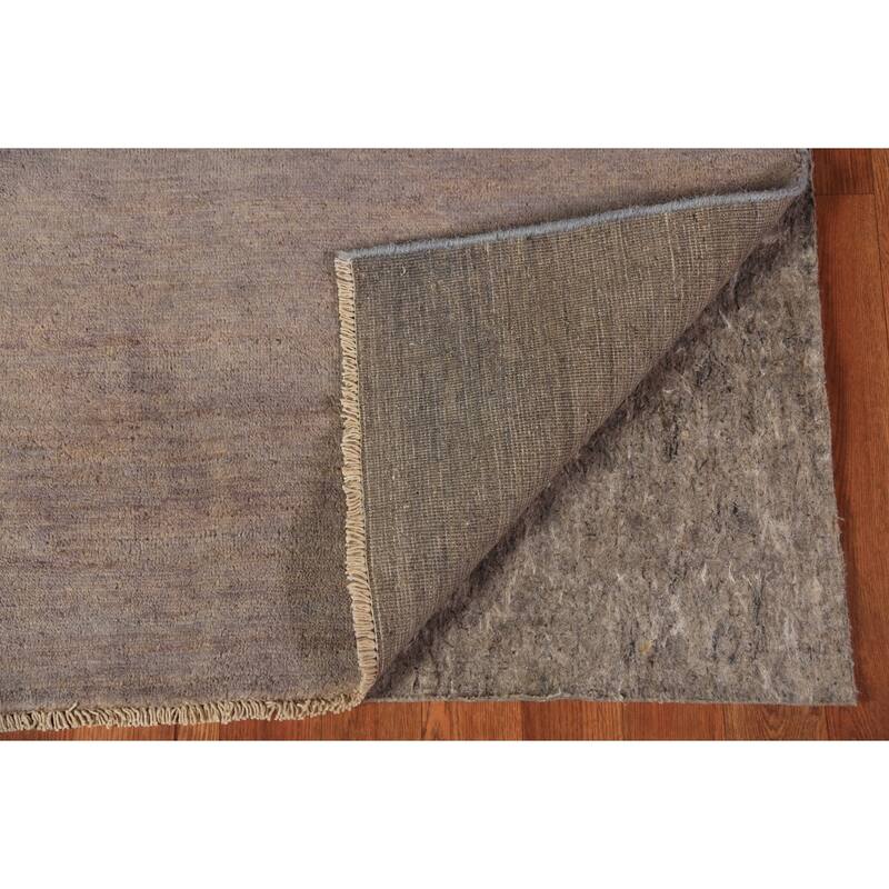 Gabbeh Modern Rug Handmade Solid Grey Wool Carpet - 4'1" x 5'10"