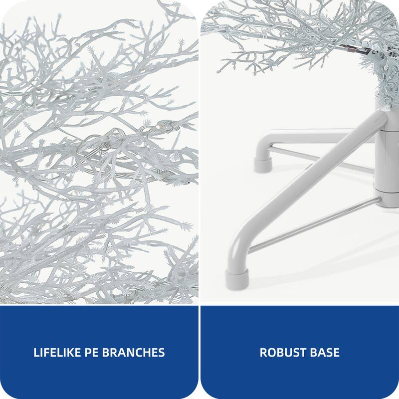 6 /7.5 FT Prelit White Artificial Birch Christmas Tree with Remote