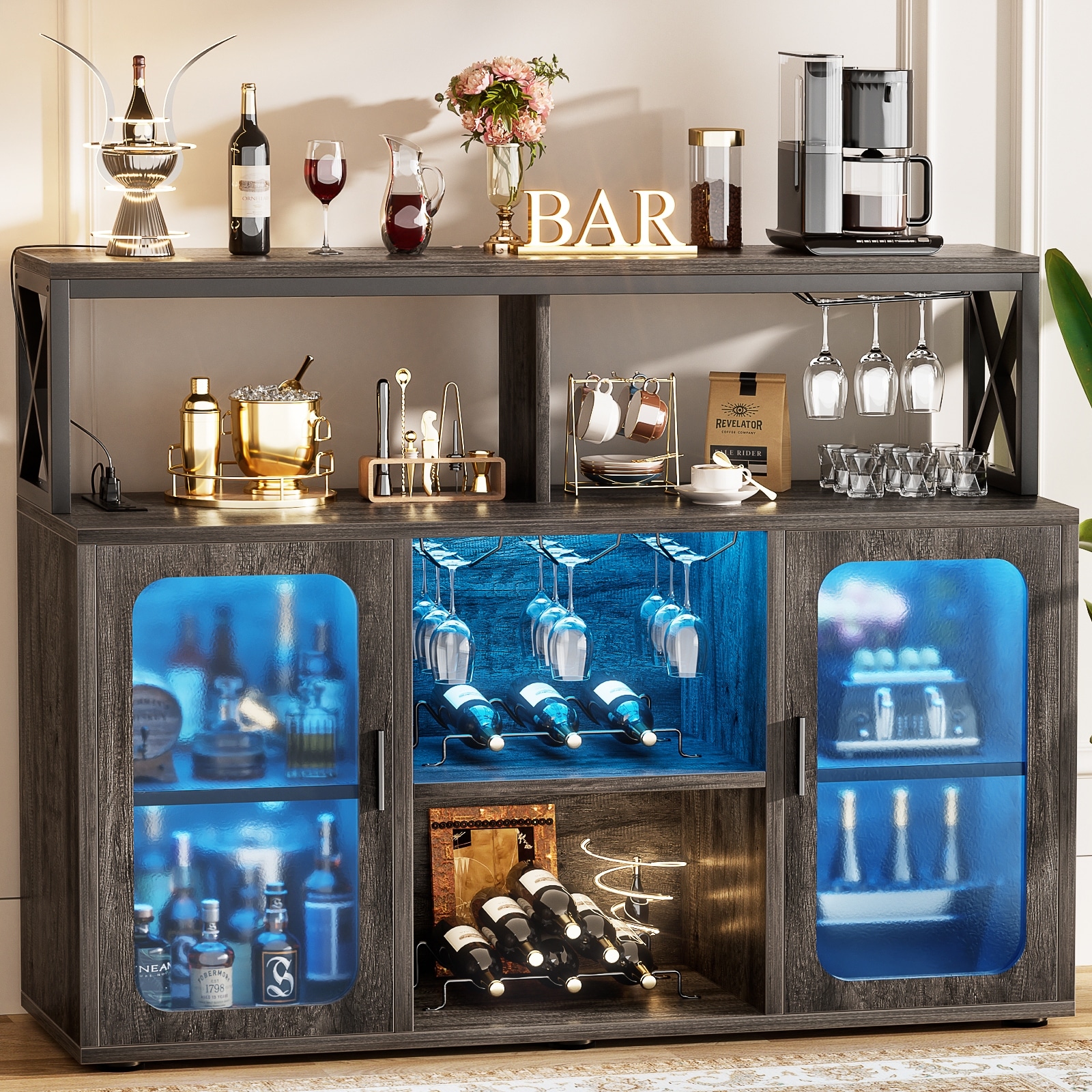 Farmhouse Wood Sideboard Buffet Storage Bar Cabinet