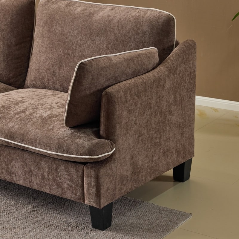 Transitional Loveseat Piped T-Cushions & Linen Blend