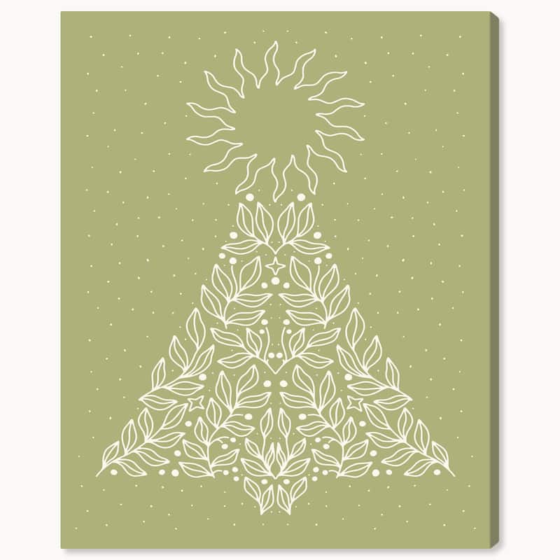 Wynwood Studio Canvas Holiday and Seasonal Pine on Warm Sage Green Green Modern & Contemporary Wall Art Canvas Print