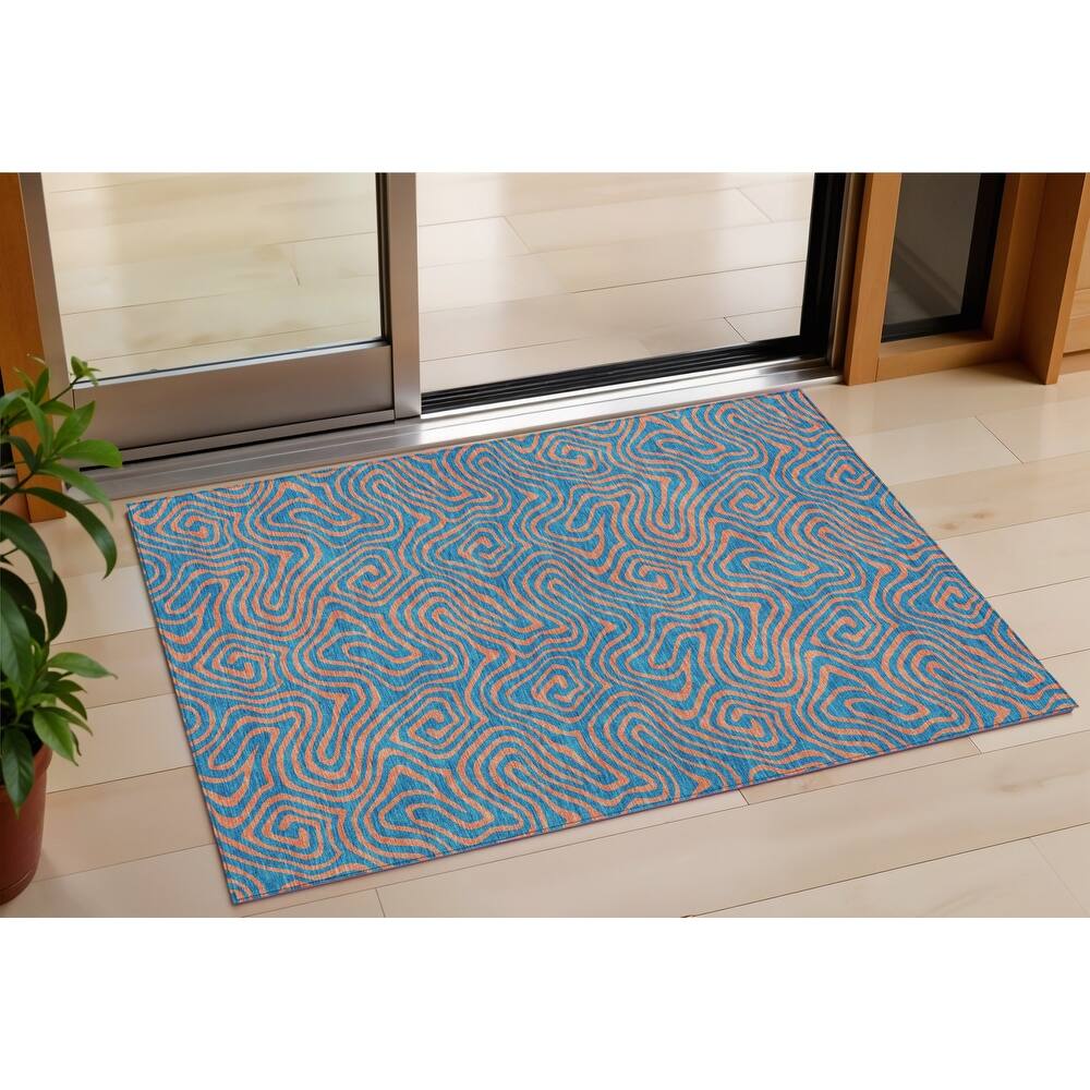 HomeRoots Abstract Transitional Rectangle Outdoor Rug