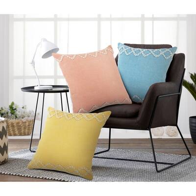 Sevita Chevron Bordered Solid Blush Throw Pillow