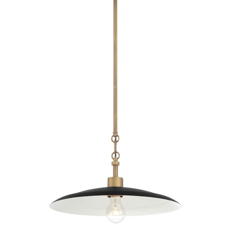 Minka Lavery 296 York 16" Wide Pendant - Dark Matte Black / Natural Brass