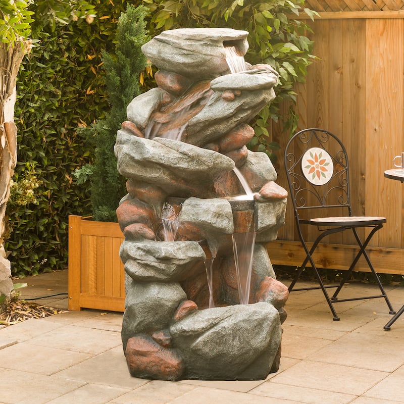 Cascading Stone Water Fountain with LED Lights