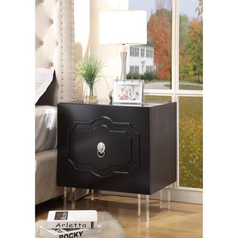 Gobi Wood Lacquer Chrome Side Table/Accent Table/Nightstand