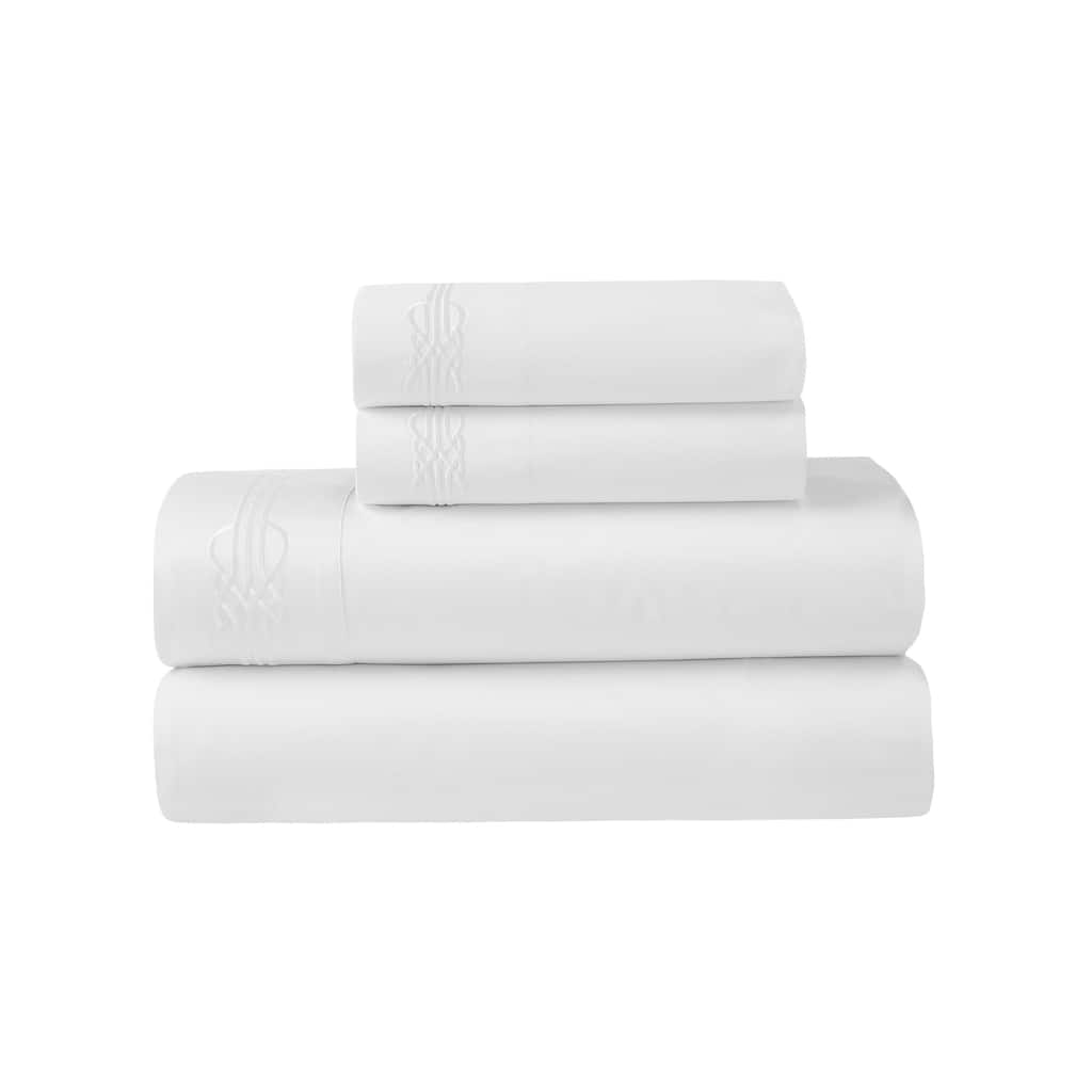 Blue Nile Mills Moonlawn Cotton Gold Embroidered Bed Sheet Set