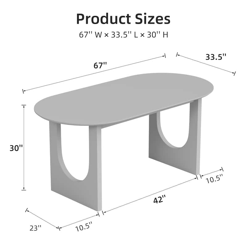 Solid Wood Dining Table Oval Kitchen Tables with Arched Legs Modern for Dining Room