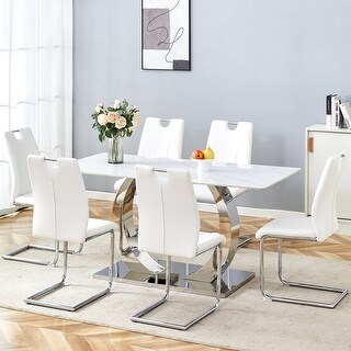 7-Piece Sintered Stone Dining Table and Chair Set - Bed Bath & Beyond ...