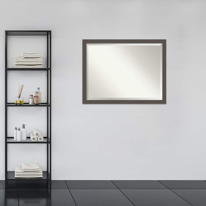 Beveled Wall Mirror - Brushed Nickel Frame