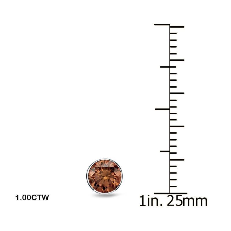 Auriya 14k Gold 1/2ct to 2ctw Brown Diamond Stud Earrings Bezel-set (SI1-SI2) - 1
