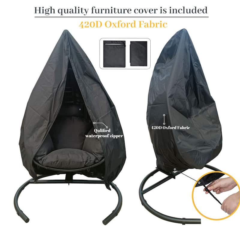 45.00 in. 1-Person Wicker Hanging Porch Swing with Natural Cushions.